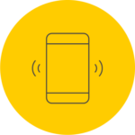 Smartphone icon with vibration lines indicating alert or notification